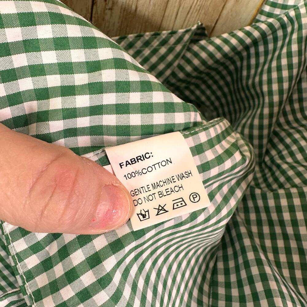 LUXE by STYLEKEEPERS Womens Size M One Shoulder green Gingham Top - Picture 7 of 7